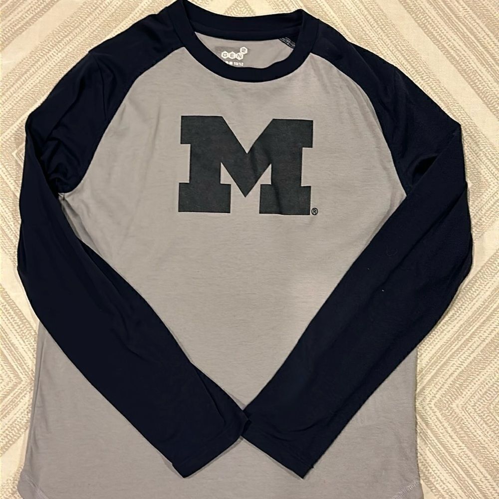 Gen2 Boys Michigan Grey & Navy Blue Raglan Long Sleeve Shirt